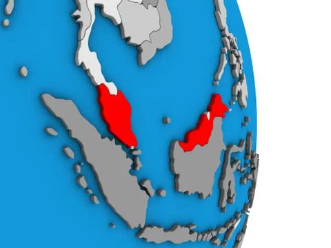 Malaysia on 3D globe Stock Illustration