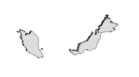 Malaysia 3D Outline Map Illustrazione stock