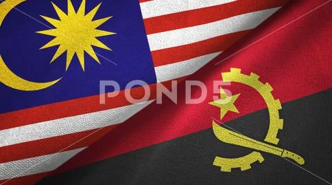 Malaysia and Angola two flags textile cloth, fabric texture Stock Photos