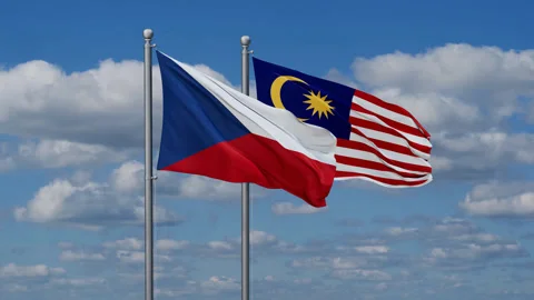 Malaysia and Czech two flags Vídeos de archivo 281144081
