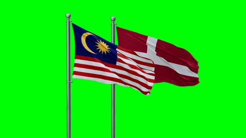 Malaysia and Denmark flags Stock Footage 290038323