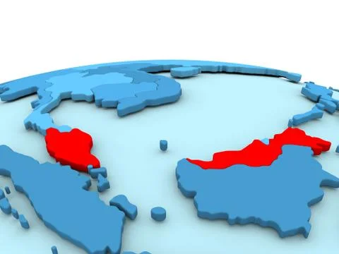 Malaysia on blue globe Stock Illustration