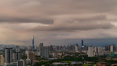 Malaysia cityscape Sunset time lapse with dramatic clouds Stock Footage 340151016