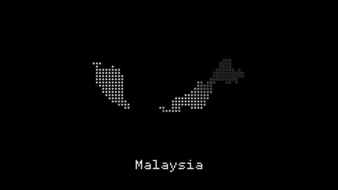 Malaysia country map digital display animation 库存影片 347371663