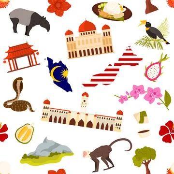Malaysia Culture Seamless Pattern Vector Design Ilustração Stock