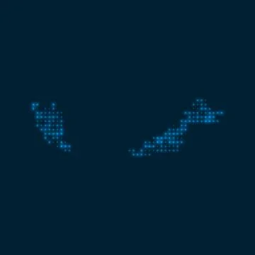 Malaysia dotted glowing map. Shape of the country with blue bright bulbs. V.. Illustrazione stock