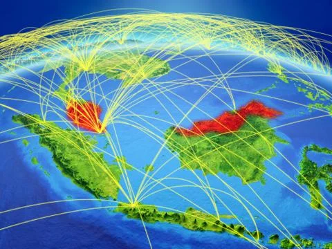 Malaysia on Earth with network Stock Illustration