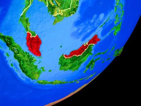 Malaysia on Earth from space Stock Illustration