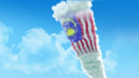 Malaysia Flag 3D Render Animation Created with Colored Smoke Trails by Aircr Stock Footage 332308730