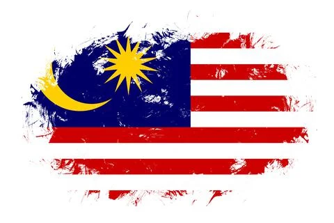 Malaysia flag on abstract stroke brush background Ilustración de archivo