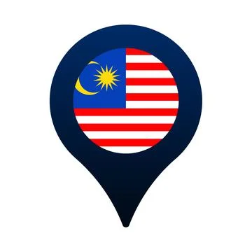 Malaysia flag and map pointer icon. National flag location icon vector design 스톡 일러스트