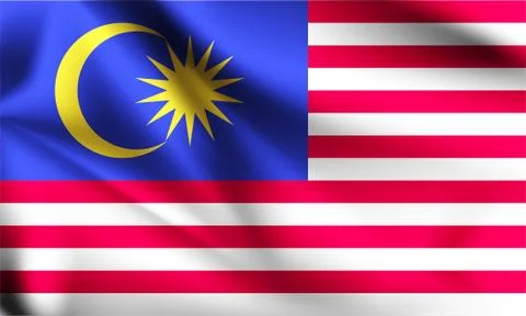 Malaysia flag blowing in the wind. part of a series. Malaysia waving flag. Stock Illustration
