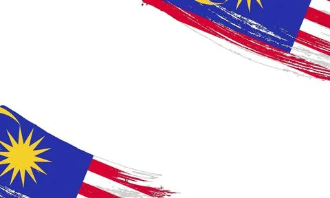 Malaysia Flag with Brush Stroke Effect, Grunge brush stroke. Watercolor pai.. Stock Illustration