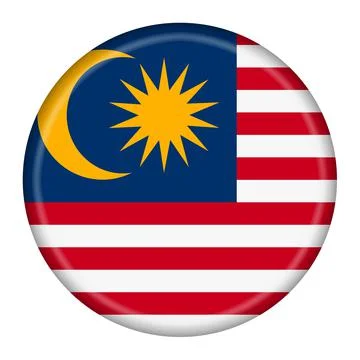 Malaysia flag button 3d illustration with clipping path Stock Illustration