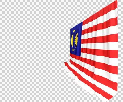 Malaysia Flag Curtain in 3D Rendering Reflecting Malaysia's Rich Heritage Stock Illustration