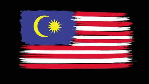 Malaysia flag draw in brush stroke Stock Footage 156706662