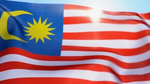 Malaysia Flag Flapping Stock Footage 118957597