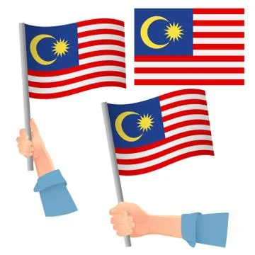 Malaysia flag in hand set Stock Illustration