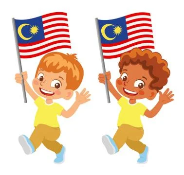 Malaysia flag in hand set Stock Illustration