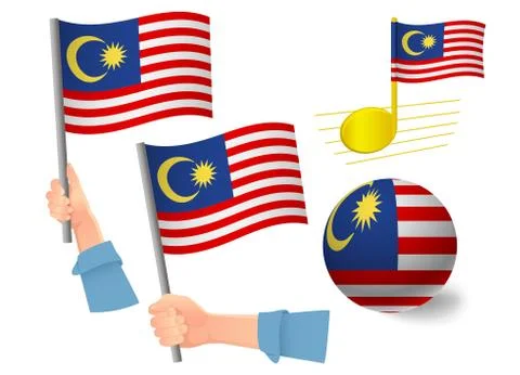 Malaysia flag icon set Stock Illustration