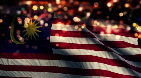Malaysia Flag Light Night Bokeh Abstract Loop Animation 4K Stock Footage 47614903