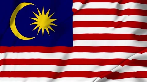 Malaysia flag loop animation with fabric texture, seamless waving background Stock Footage 342673218