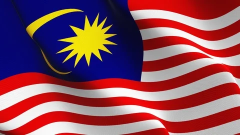 Malaysia flag loop waving on wind. Stock Footage 119230249