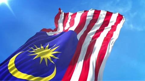 Malaysia Flag Low Angle View Stock Footage 295692226