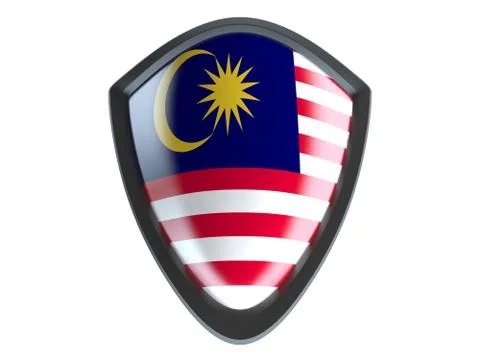 Malaysia flag on metal shield isolate on white background. 스톡 일러스트