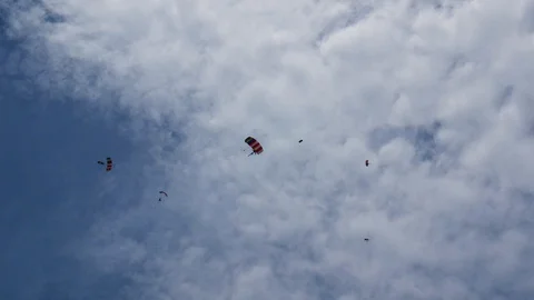 Malaysia flag parachute performance at TUDM during open day. Stock Footage