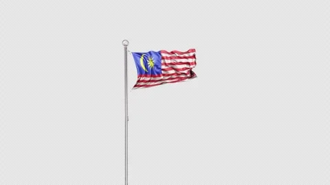 Malaysia   Flag Pole  Animation Include Alpha 3D Rendering Video stock 283056948