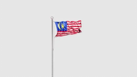 Malaysia   Flag Pole  Animation Include Alpha 3D Rendering Video stock 312078021