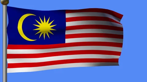 Malaysia flag on pole Stock Footage 953643