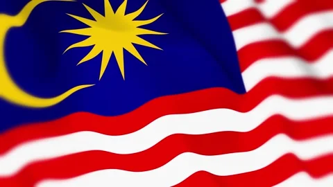 Malaysia Flag Seamless Loop 4k 60fps on Sky Background Stock Footage 340343226