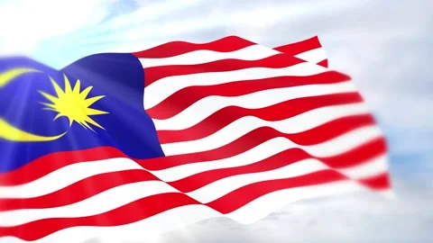 Malaysia Flag Seamless Loop 4k 60fps on Sky Background Stock Footage 340617741