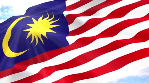 Malaysia Flag Seamless Loop 4k 60fps on Sky Background Vídeos de archivo 341564929