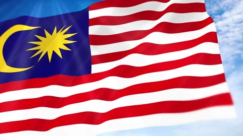Malaysia Flag Seamless Loop 4k 60fps on Sky Background Stock Footage 341675181