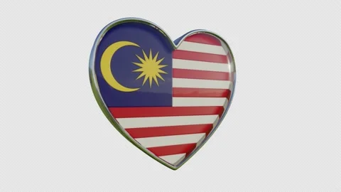 Malaysia Flag in the Shape of 3D Heart. Stock Footage 143070229