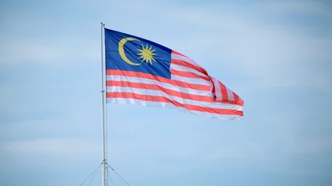 Malaysia Flag On Sky Stock Footage 117974297
