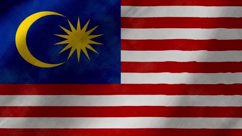 Malaysia flag waving background with real fabric texture Stockbeeldmateriaal 291600411