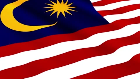 Malaysia Flag Waving Gently in the Wind, Waving Flag Background Stock Footage 309313163