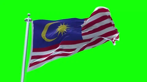 Malaysia Flag Waving in Loopable and Textured green screen background Stock Footage 296876325