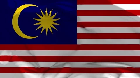 Malaysia Flag Waving in Slow Motion Loop Animation Stock Footage 340910790