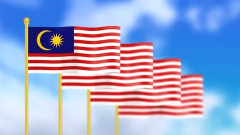 Malaysia flag waving in wind Stock Footage 199912433