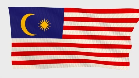 Malaysia flag waving in the wind on a grey background 動画素材 343218751