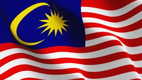 Malaysia flag waving on wind. Stock Illustration