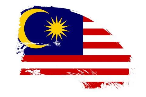 Malaysia flag on white background with abstract paint brush texture effect Ilustración de archivo