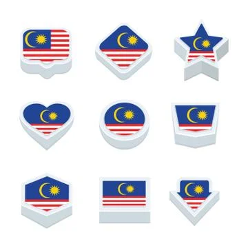 Malaysia flags icons and button set nine styles Stock Illustration