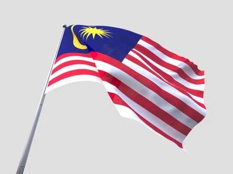 Malaysia flying flag isolate on white background. 스톡 일러스트