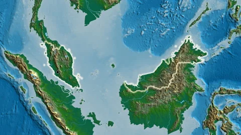 Malaysia on the globe. Glow. Physical. No labels Stock Footage 146325554